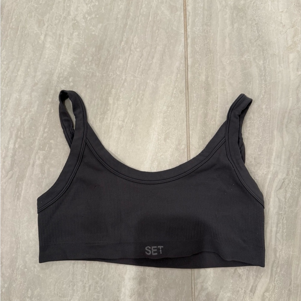 Women's Gray Ribbed Bralette